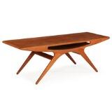 Rectagular Coffee Table Of Teak With Underlying Shelf by 
																			Johannes Andersen