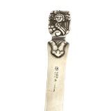 Silver paper knife wirh stylized ornamentation and angel by 
																			Holger Kyster