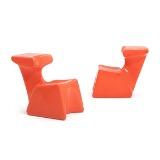 'Zocker chair'  pair of orange plastic children's chairs by 
																			Luigi Colani