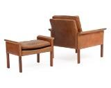 Easy chair with matching stool with rosewood legs by 
																			 C S Mobler