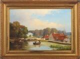 Scenery From Rådvad, Denmark, With People Rowing by 
																			Anders Andersen-Lundby