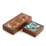 Two Rosewood Boxes With Polychrome Enamel Decoration by 
																			Bodil Eje