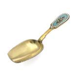 A Russian Parcel-Gilt Silver And cloisonné Enamel Tea Spade by 
																			Gustav Gustavovich Klingert