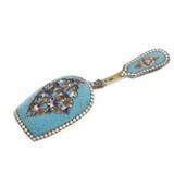 A Russian Parcel-Gilt Silver And cloisonné Enamel Tea Spade by 
																			Gustav Gustavovich Klingert