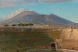 The Amphitheatre In Pompeii, With Vesuvius In The Distance by 
																			Peter Olsen-Ventegodt