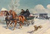 Wintry landscape with horse and carriage by 
																			Karl Hansen Reistrup
