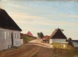 Cottages along a road on the coast by 
																			Peter Olsted