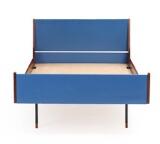 Rosewood bed, blue painted head and footboard by 
																			Harbo Solvsten