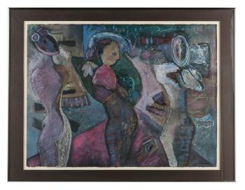 Three standing abstract female figures by 
																			Mary Zarbano