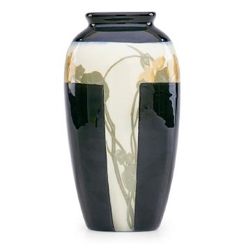 Rare Black Iris vase by 
																			Sallie Coyne