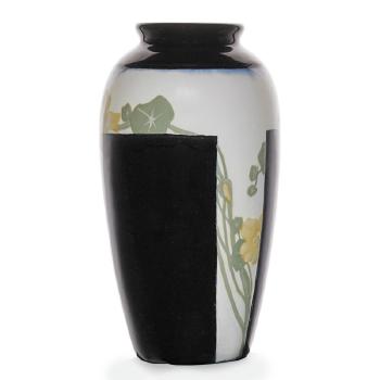 Rare Black Iris vase by 
																			Sallie Coyne