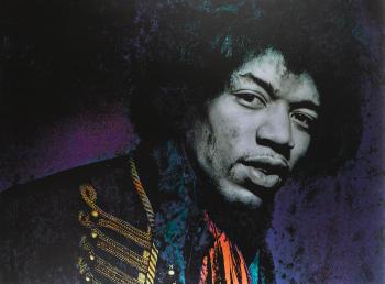 Jimi Hendrix, Blue Metal, Mason's Yard by 
																	Gered Mankowitz