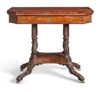 Very Fine and Rare Classical Games Table by 
																	Charles Honore Lannuier