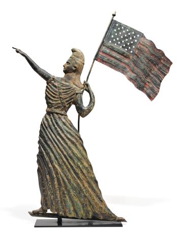 Rare and Important Goddess of Liberty Weathervane by 
																	 J L Mott Iron works