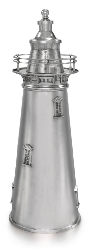 Large American silver-plated lighthouse cocktail shaker by 
																	 International Silver Co