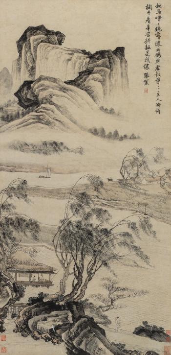 Scholar Gazing At Farmlands From A Pavilion by 
																	 Zhang Ling