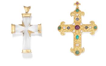 A Rock Crystal Cross Pendant By Lalaounis And A Gem-Set Cross by 
																	Ilias Lalaounis