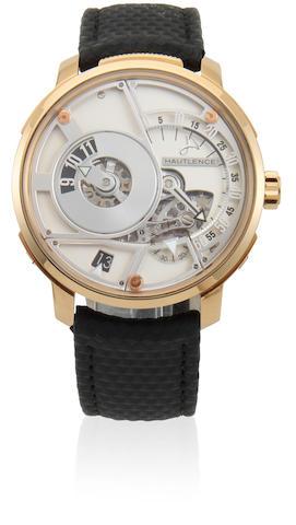 Hautlence. A Semi-Skeletonised 18K Gold And Titanium Manual Wind Wristwatch With Eccentric Dial by 
																	 Hautlence
