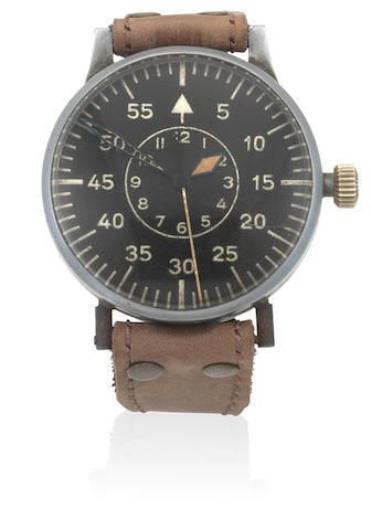 Laco. An Oversized German Military Observation Stainless Steel Manual Wind Wristwatch by 
																	 Laco