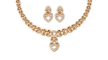 A Diamond Necklace And Earclip Suite By Asprey & Garrard by 
																	 Asprey & Co.