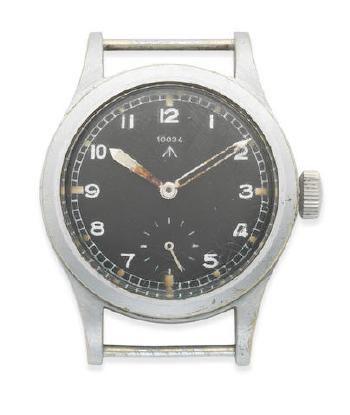 A Nickel Plated Military Issue Manual Wind Watch (Af) by 
																	 Record Watch Co