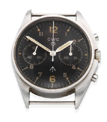 A Stainless Steel Manual Wind Military Chronograph Watch Issued For The Navy by 
																	 CWC