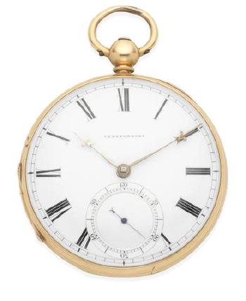An 18K Gold Keyless Wind Open Face Chronometer Pocket Watch by 
																	 E and E Emanuel