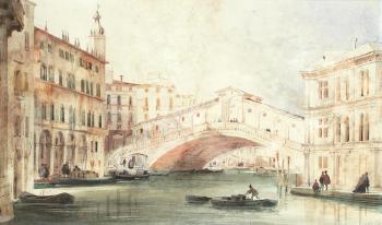 The Rialto bridge, Venice; View of the Castel Sant'Angelo, Rome by 
																			Ipolito Caffi