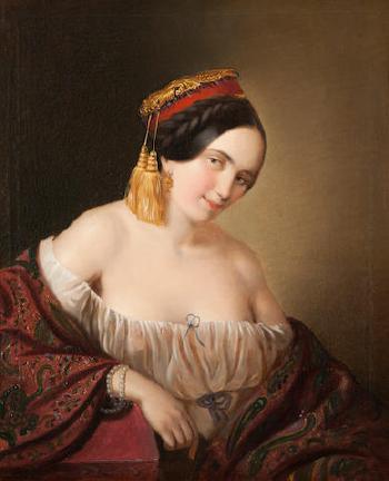 An Aristocratic Lady Dressed In A Traditional Costume From Pontus by 
																	Aristide Oeconomo