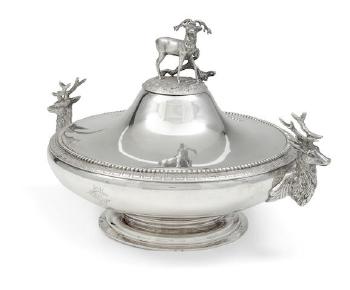 An American silver round vegetable tureen by 
																	 W K Vanderslice and Co