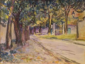 Route bordée d’arbres by 
																	Lucien Mainssieux