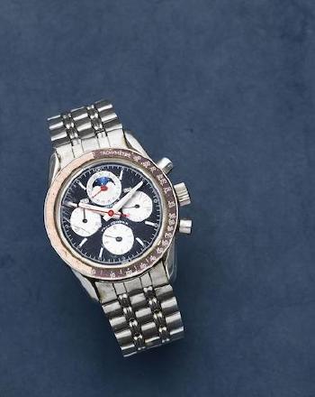 A Stainless Steel Manual Wind Perpetual Calendar Chronograph Bracelet Watch With Moon Phase by 
																	 Universal Geneve