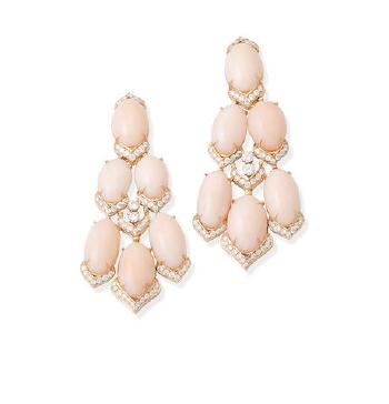 A Pair Of Coral And Diamond Chandelier Earrings By Faraone by 
																	 Faraone Mennella