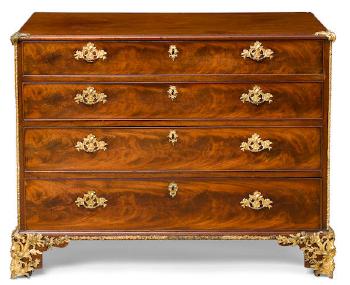 A good George III gilt bronze mounted mahogany gentleman's dressing chest by 
																	Thomas Chippendale