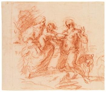 The Madonna and Child Appearing to Saint Jerome by 
																	Andrea Sacchi