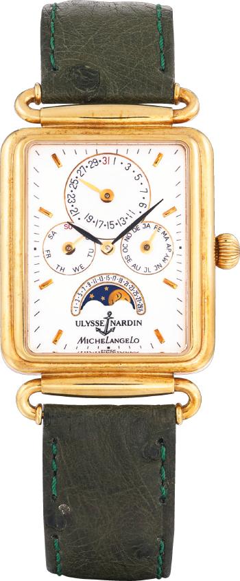 Michelangelo, Ref 161-42 Yellow Gold Triple Calendar Wristwatch With Moon Phases And Mother-of-pearl Subsidiary Dials Circa 1990 by 
																	 Ulysse Nardin