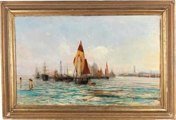 Fishing Boats near Venice by 
																			Theodor von Ehrmanns