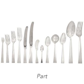 American Arts and Crafts Sterling Silver Flatware Service by 
																	Dirk Van Erp