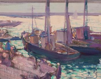 Harbor Scene by 
																	Richard E Miller