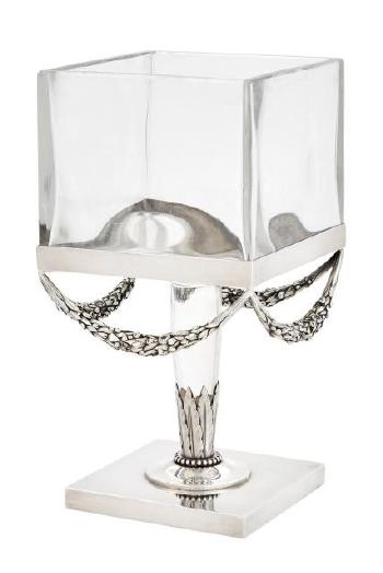 Paul Iribe silver and glass pedestal vase by 
																	Paul Iribe