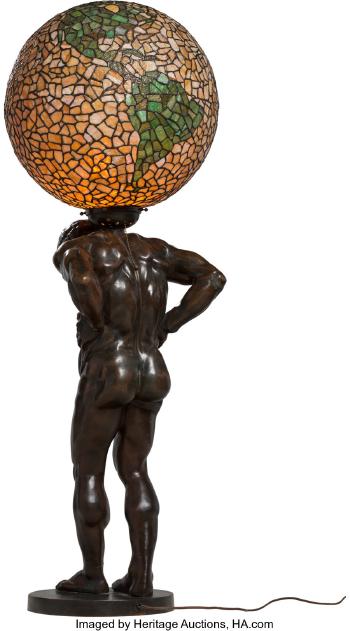 Very Large And Rare Atlas Lamp by 
																			 Handel Co