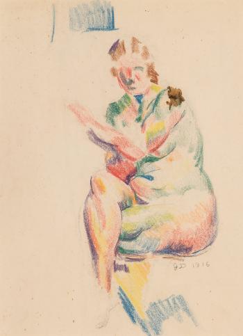 Seated Nude with Crossed Legs by 
																			James Daugherty