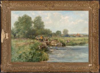 The River Thames at Pangbourne, Berkshire by 
																			Henry John Yeend King