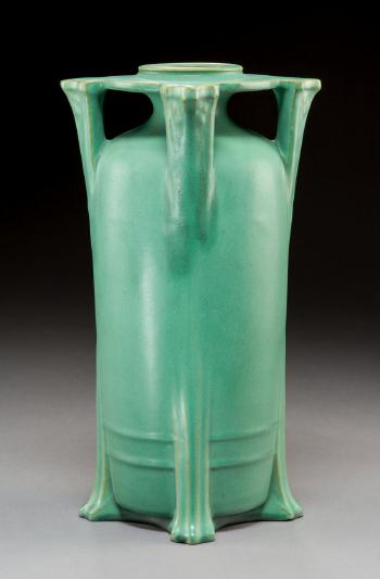 A W.D. Gates For Teco Glazed Ceramic Buttressed Vase, Crystal Lake, Illinois by 
																			William D Gates
