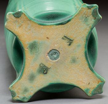 A W.D. Gates For Teco Glazed Ceramic Buttressed Vase, Crystal Lake, Illinois by 
																			 Teco Pottery