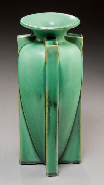 A W.D. Gates For Teco Glazed Ceramic Buttressed Vase, Crystal Lake, Illinois by 
																			 Teco Pottery