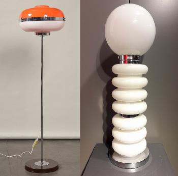 Deux lampadaires de style Space Age by 
																	Harvey Guzzini