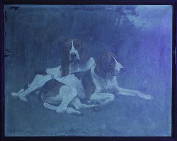 Two Hounds in a Landscape by 
																			John Henry Dolph