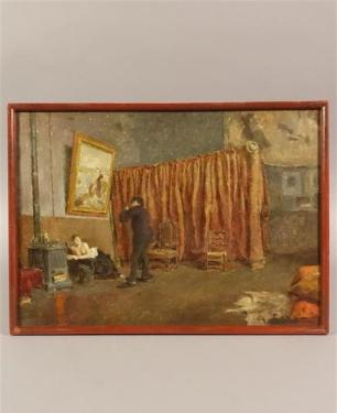 L'atelier du peintre et son modèle by 
																			Georges Cresson