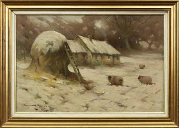 Winter Scene With Sheep by 
																	Robert Russell MacNee